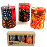 Set of Three Boxed Hand-Painted Candles - Bongazi Design