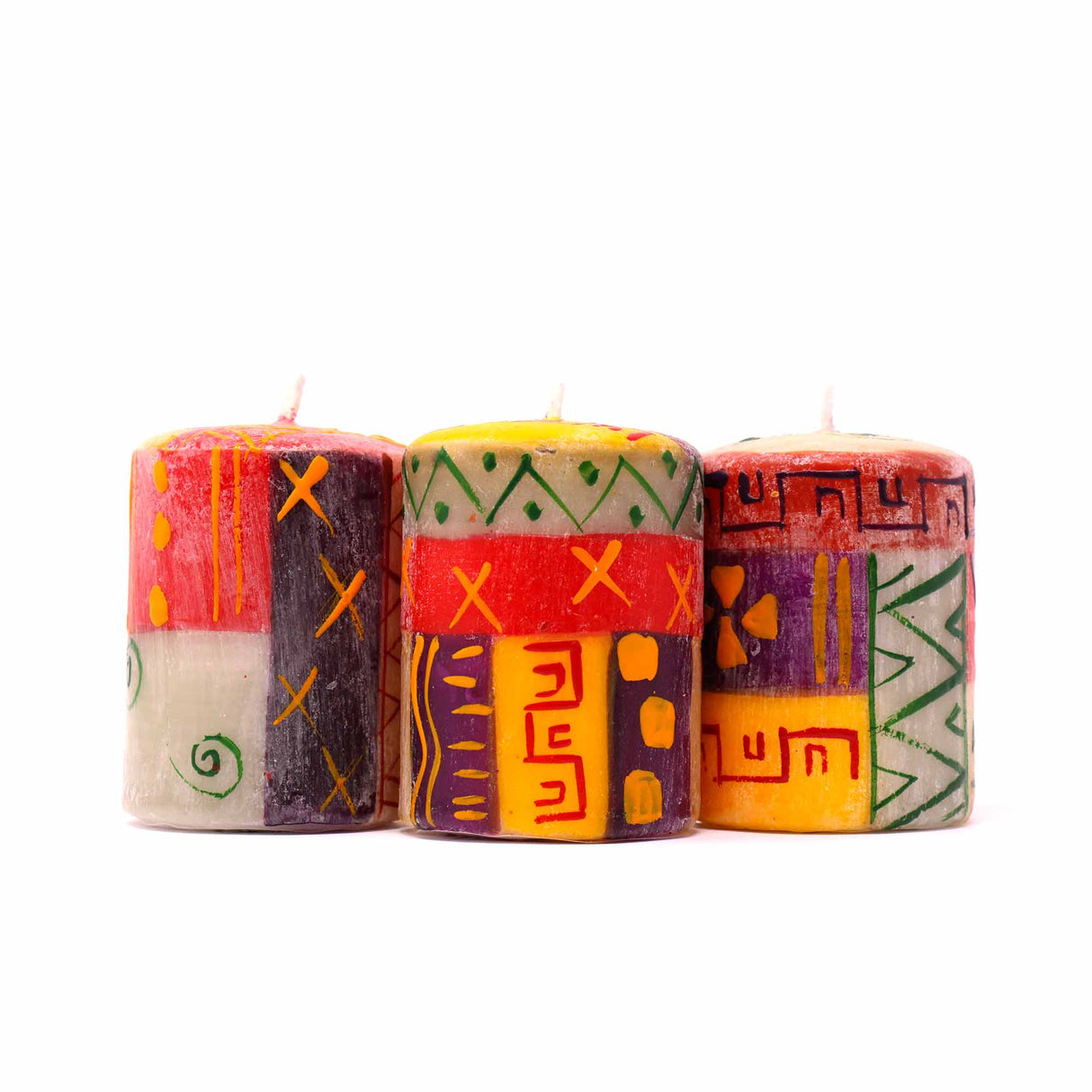 Set of Three Boxed Hand-Painted Candles - Indabuko Design