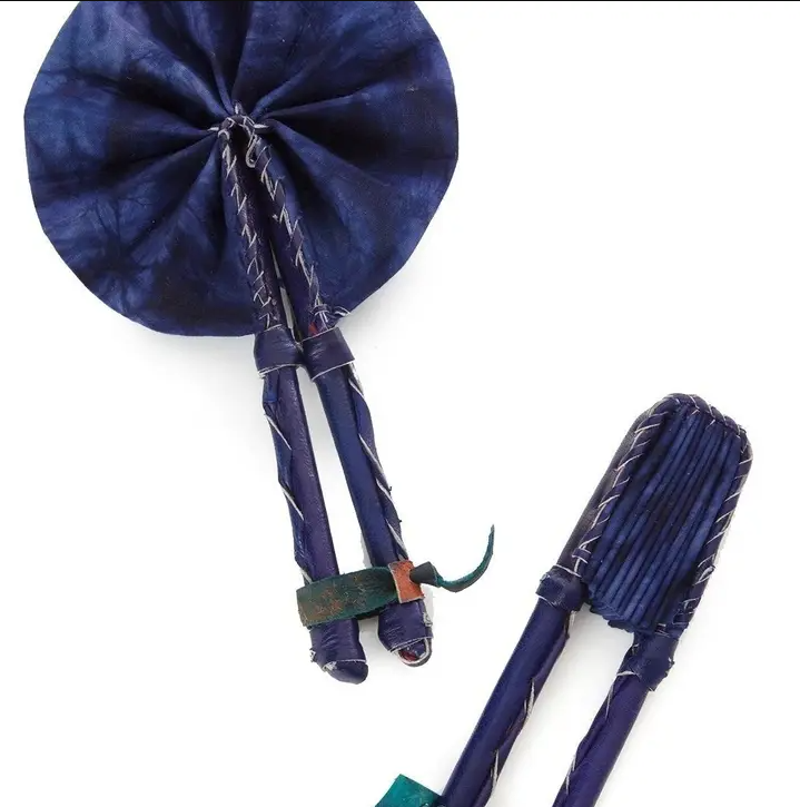 Petite Deep Indigo Resist Dyed African Hand Fan