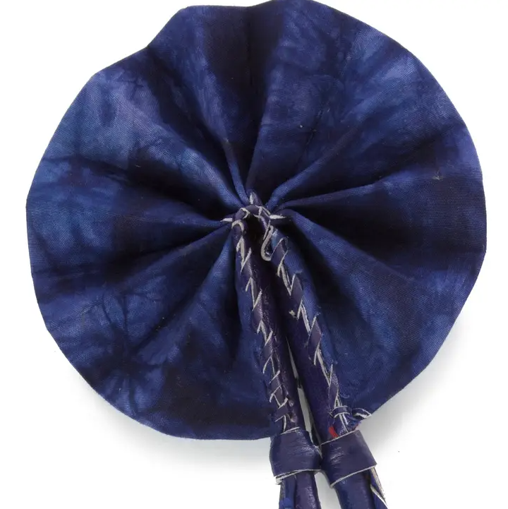 Petite Deep Indigo Resist Dyed African Hand Fan