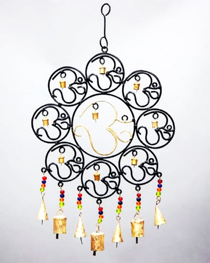 OM Brass Bells with glass beads wall hanging-0