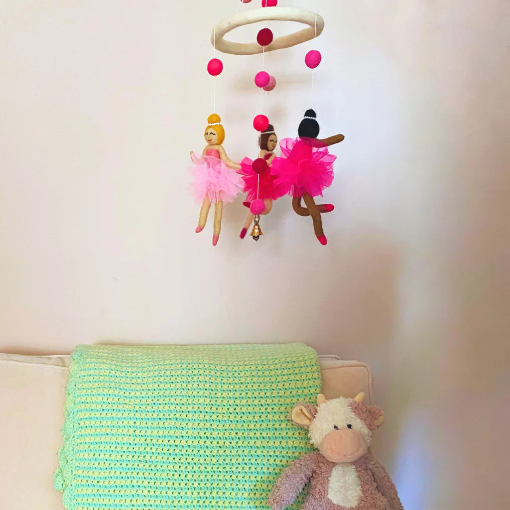 Pink Ballerina Felt Nursery Mobile