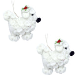 Poodle Dog Handmade Felt Ornaments, Set of 2