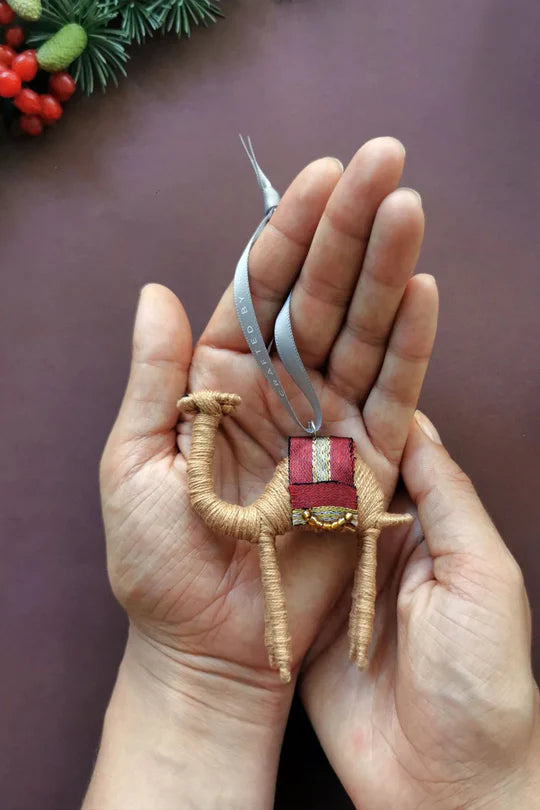 Proud Camel Ornament, Crafted by Syrian refugee women living in Jordan