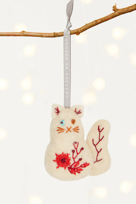 Quirky Cat Ornament, Crafted by refugees from Syria living in Armenia