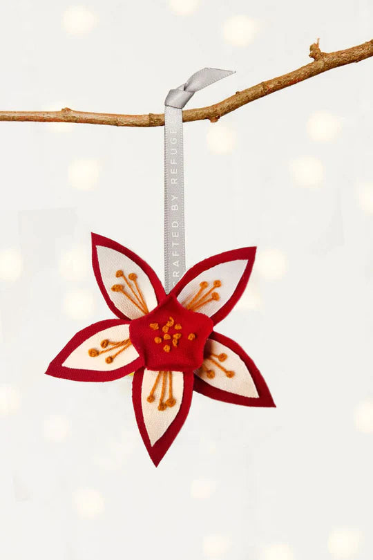 Red Flower of Life Ornament, Crafted by Syrian Refugees in Lebanon