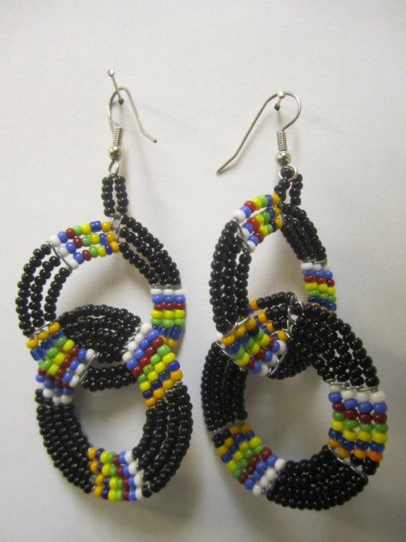 Maasai Round Two Tier Earrings - Black & Charanga-0