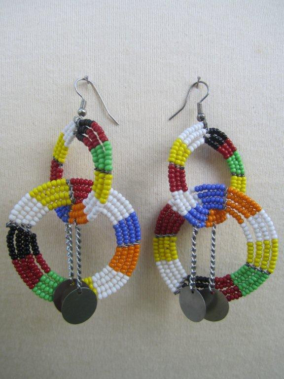 Maasai Round Two Tier Earrings 01 - Masai Colors-0