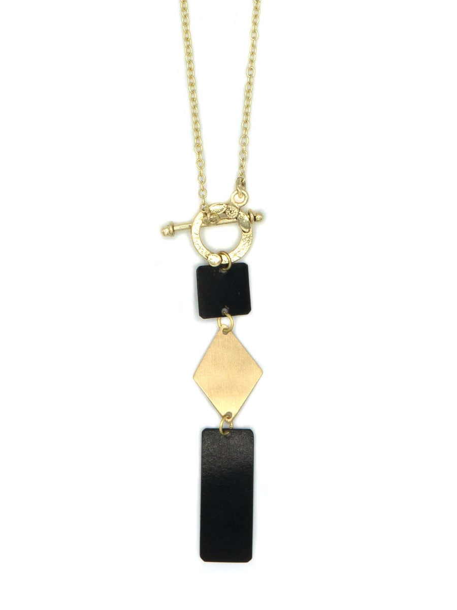Slate + Gold Dangle Necklace