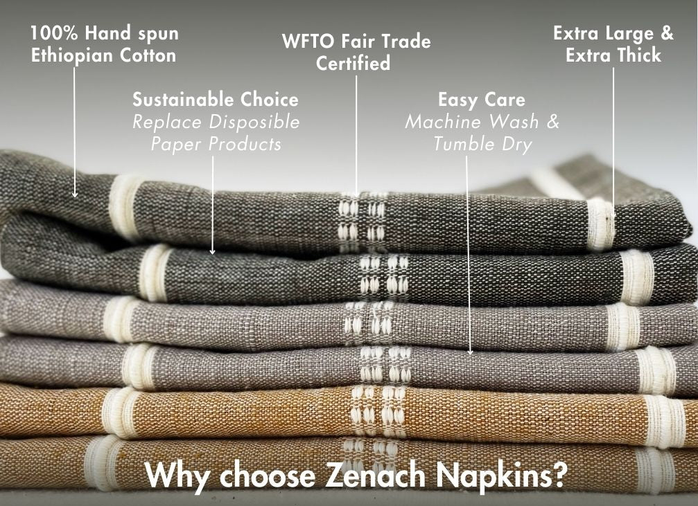 Zenach Handwoven Ethiopian Cotton Napkins | Set of 2