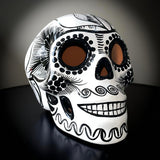 Sugar Skull Large Double Fired Ceramic 6" x 7" Mexico Folk Art