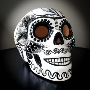 Sugar Skull Large Double Fired Ceramic 6" x 7" Mexico Folk Art