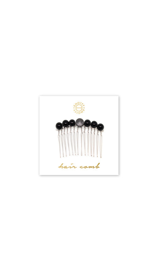 Tessa Hair Comb | Black Onyx/Rhodium-0