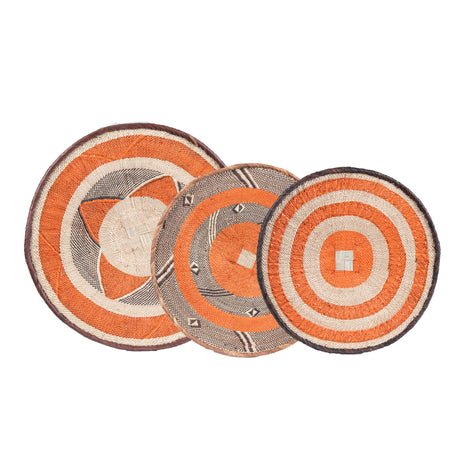 Tonga Pattern Painted Baskets, Orange | Set of 3-0