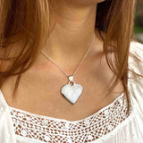 Corazon Blanco White Heart Pendant with Chain