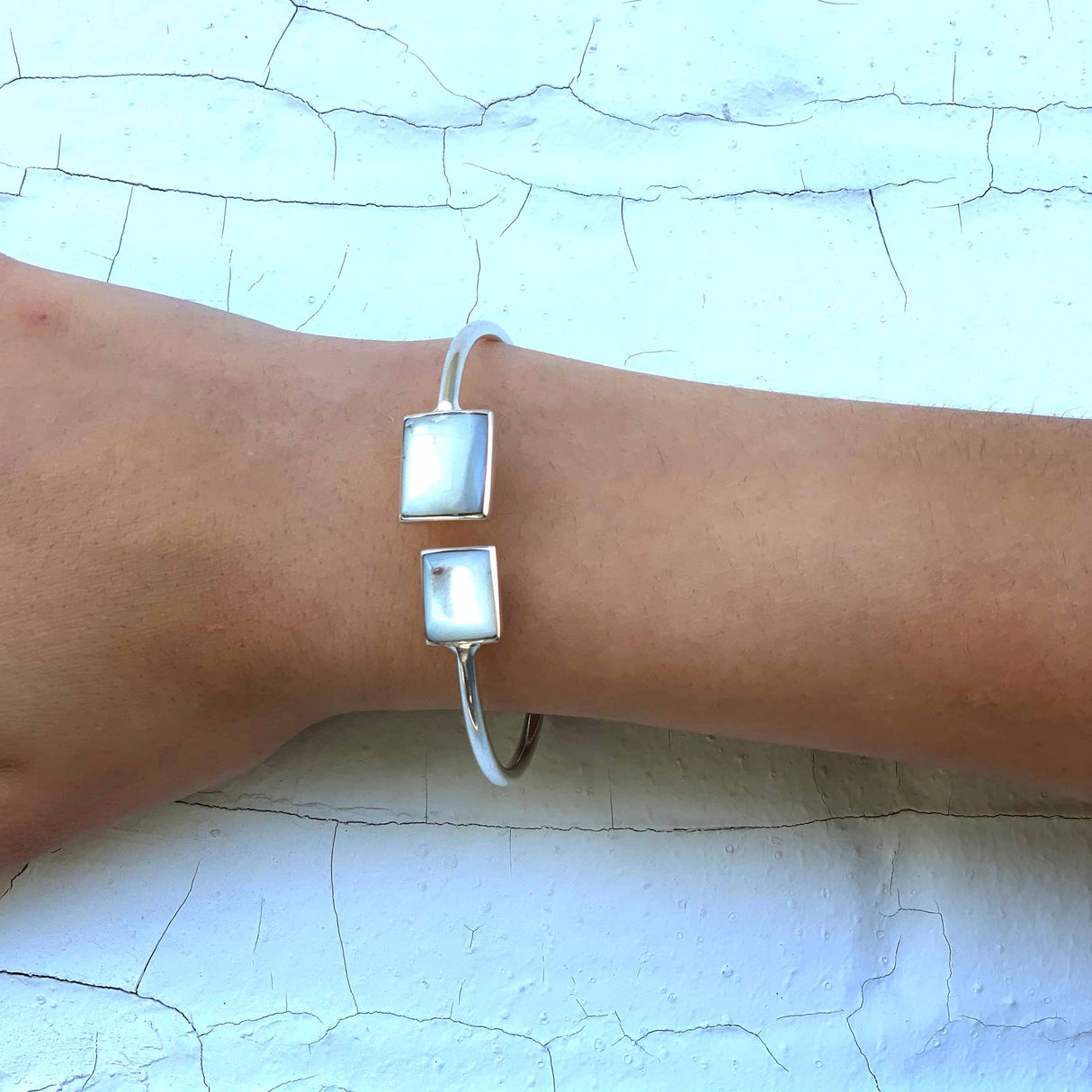 Mother of Pearl Square Cuff Bracelet