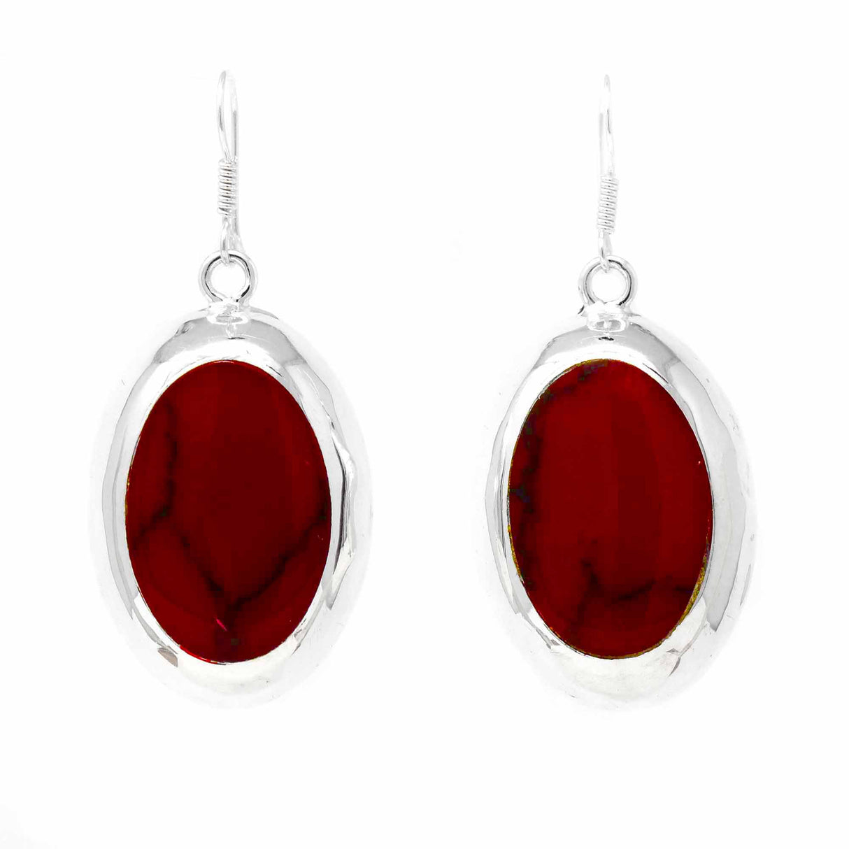 Red Jasper Oval Earrings