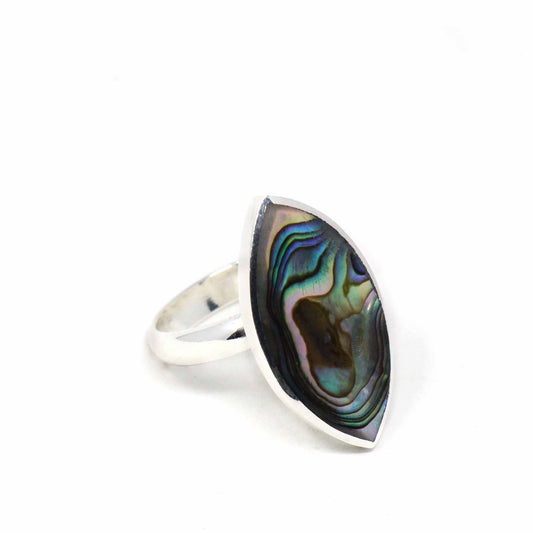 Abalone and Silver Ellipse Ring