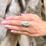 Abalone and Silver Ellipse Ring