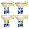 Stemless Margarita Glass – Set of 4 - Luxury Hand Blown Confetti Margaritas, for Cocktails, Water, Wine, Dessert, Martini & Champagne Glasses Cinco de Mayo, Hand Blown Glass - Mexican Confetti Design-0