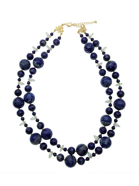 Nugget Lapis Double Strands Necklace DN207-2