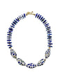 Lapis With Rhinestones Statement Necklace EN016-0