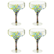 The Wine Savant Mexican Design Hand Blown Margarita Glass – Set of 4 Luxury Hand Blown Confetti Margarita Glasses (16 oz) (Confetti Margarita Glasses)-0