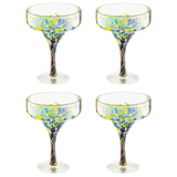 The Wine Savant Mexican Design Hand Blown Margarita Glass – Set of 4 Luxury Hand Blown Confetti Margarita Glasses (16 oz) (Confetti Margarita Glasses)-0