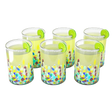 Hand Blown Mexican Drinking Glasses – Set of 6 Confetti Rock Design Glasses by The Wine Savant (Climbing Confetti)-0