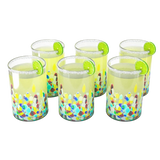 Hand Blown Mexican Drinking Glasses – Set of 6 Confetti Rock Design Glasses by The Wine Savant (Climbing Confetti)-0