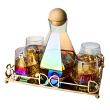 Diamond Iridescent Glass Diamond Decanter and Glasses Set, The Wine Savant Rainbow Iridescent Comes With A Diamond Decanter 4 Whiskey/Wine Diamond Glasses, 1 Tray and a Perfect Box-0