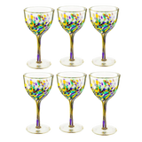 The Wine Savant Recycled Glass Wine Glasses - Mexican Wine Glasses Set of 6, Mexican Luxury Hand Blown Wine and Water Glasses (8 ounces each) Cobalt Cinco De Mayo Glasses - Confetti Wine Glasses-0