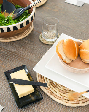 Horn Butter Dish with Knife