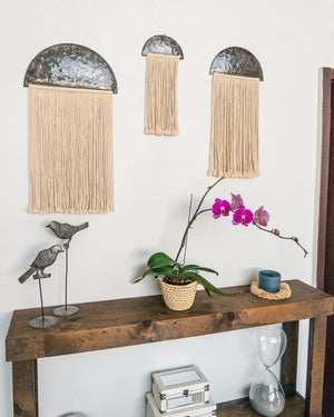 Metal and Macrame Wall Art Set