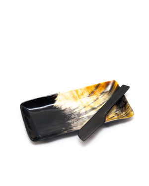 Horn Butter Dish with Knife