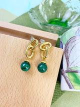 Malachite Chain Minimalist Earrings GE013-1