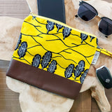 African Print Zipper Pouch | Make-up Bag | Pencil Case | Vegan Leather Detail-9