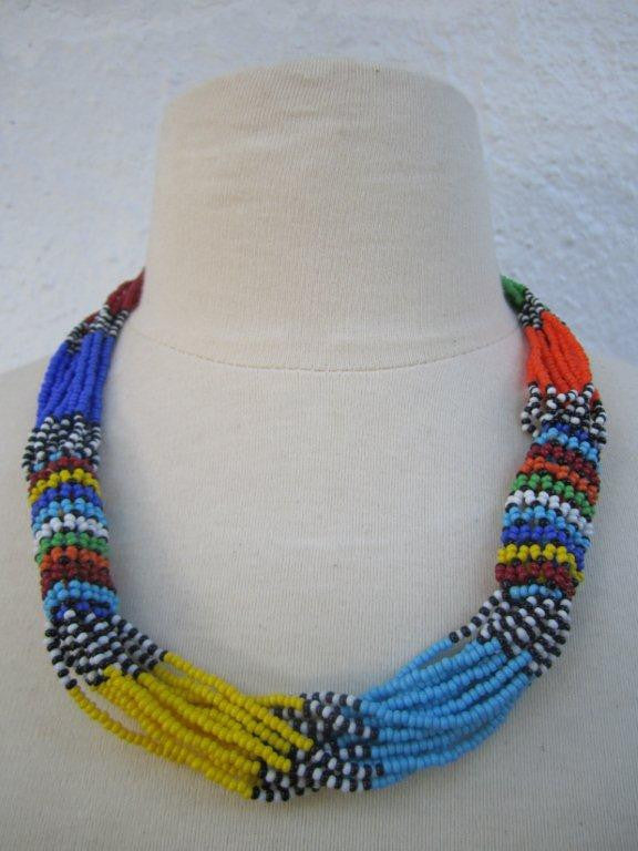 Zulu Strand Short Necklace Multi Color-0