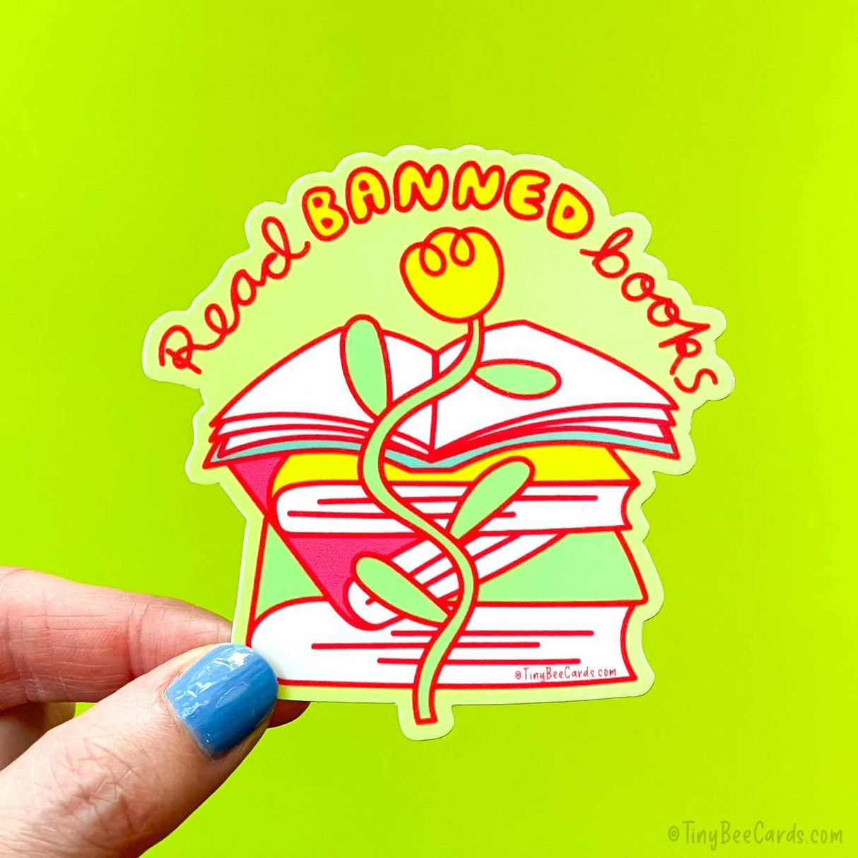 Tiny Bee Cards - Read Banned Books Vinyl Sticker