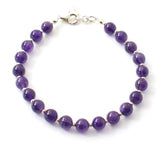 Amethyst Violet Bracelet With Silver Beads-0