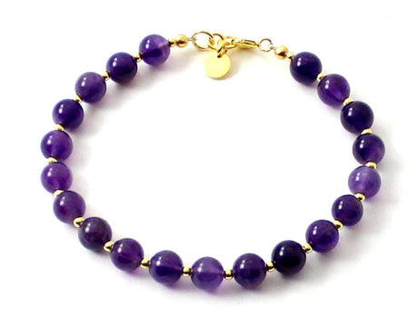 Amethyst Violet Bracelet With Silver Beads-4