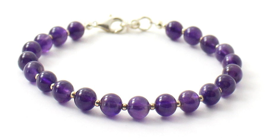 Amethyst Violet Bracelet With Silver Beads-3