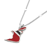 Stainless Steel Trinidad and Tobago Map Flag Pendant Necklace