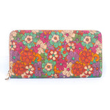 Natural cork with flower pattern zipper wallet BAGD-191-7