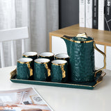 Nordic Drinkware Tea Coffee Ceramic Mug Tea Set With Tea Pot and Tray