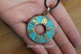 Handmade Nepal Circle 33mm Pendant Necklace Ethnic Tibetan Six Mantras