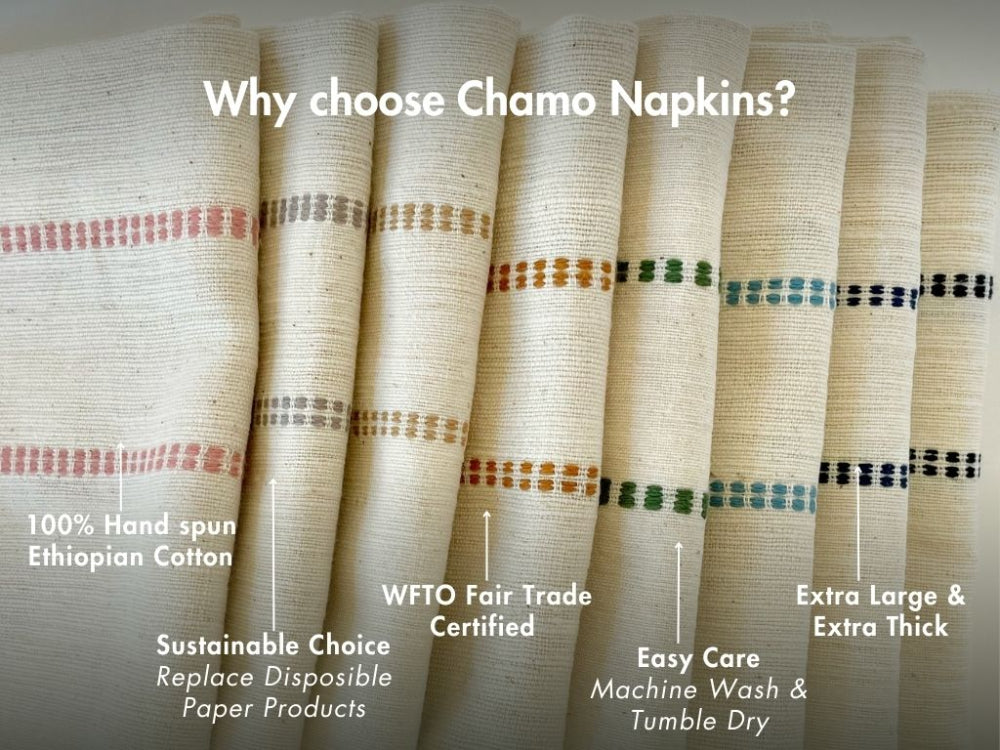 Chamo Handwoven Ethiopian Cotton Napkins | Set of 2