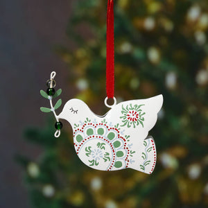 Hand-Painted Peace Dove Christmas Ornament
