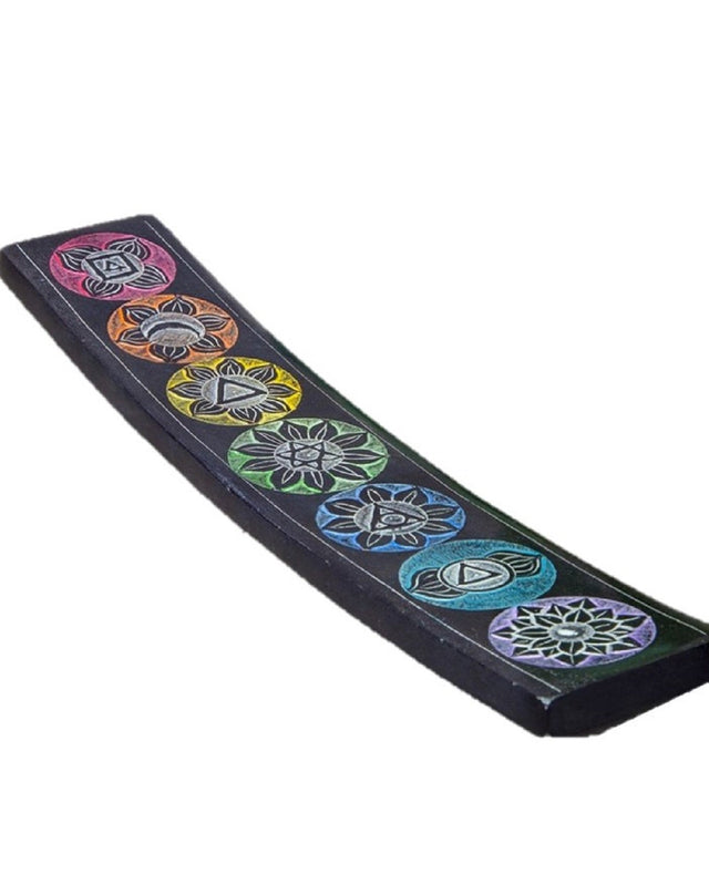 Seven Chakra Soapstone Incense Burner -10" Length-0