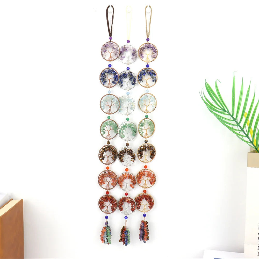 Handmade Chakra Tree of Life Crystal Crafts Natural Stones Hanger Crystal Ornaments